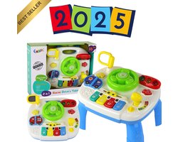 EduPlay Interactieve Educatieve Tafel 2-in-1 – Speeltafel met Stuur, Piano, Spiegel en Geluids- & Lichteffecten – Speelgoed 1, 2, 3 Jaar - Leerzaam Activiteitenspeelgoed voor Peuters vanaf 18 Maanden – Stimuleert Muzikaliteit en Motoriek – Met Ebook