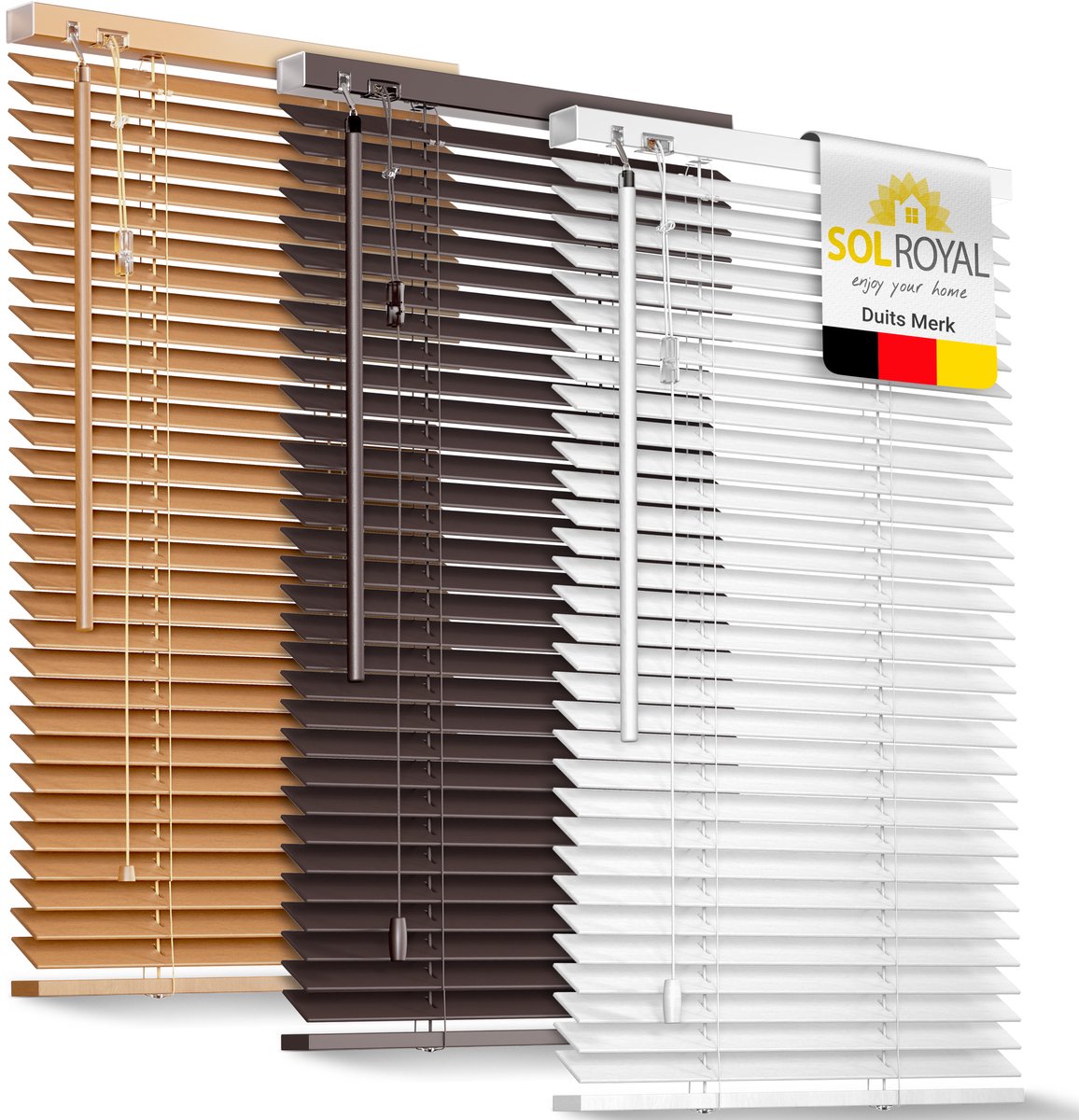 Sol Royal FSC gecertificeerd houten jaloezieÃ«n SolDecor JH3 rolgordijnen in wit 40x130 cm - Milieuvriendelijk geproduceerd