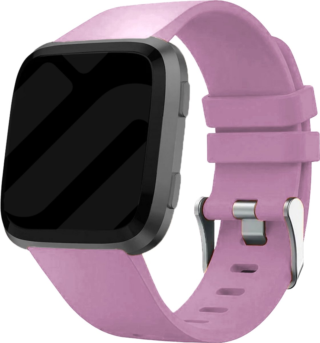 Siliconen Smartwatch bandje - Geschikt voor Fitbit Versa / Versa 2 silicone band - oud-roze - Strap-it Horlogeband / Polsband / Armband - Maat: Maat L