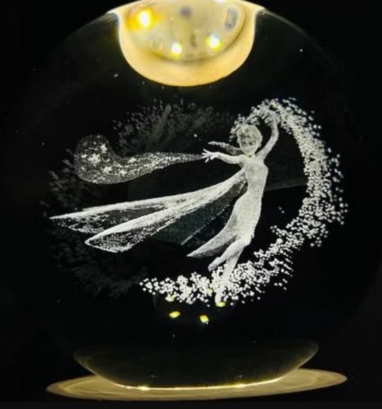 3D Frozen Let It Go Elsa 8CM Kristallen Bol Nachtlamp Creatief Licht Leuke 3D Tafellampen LED Houten voor Thuiskantoor Decoratie van DearBeauty — afbeelding 3