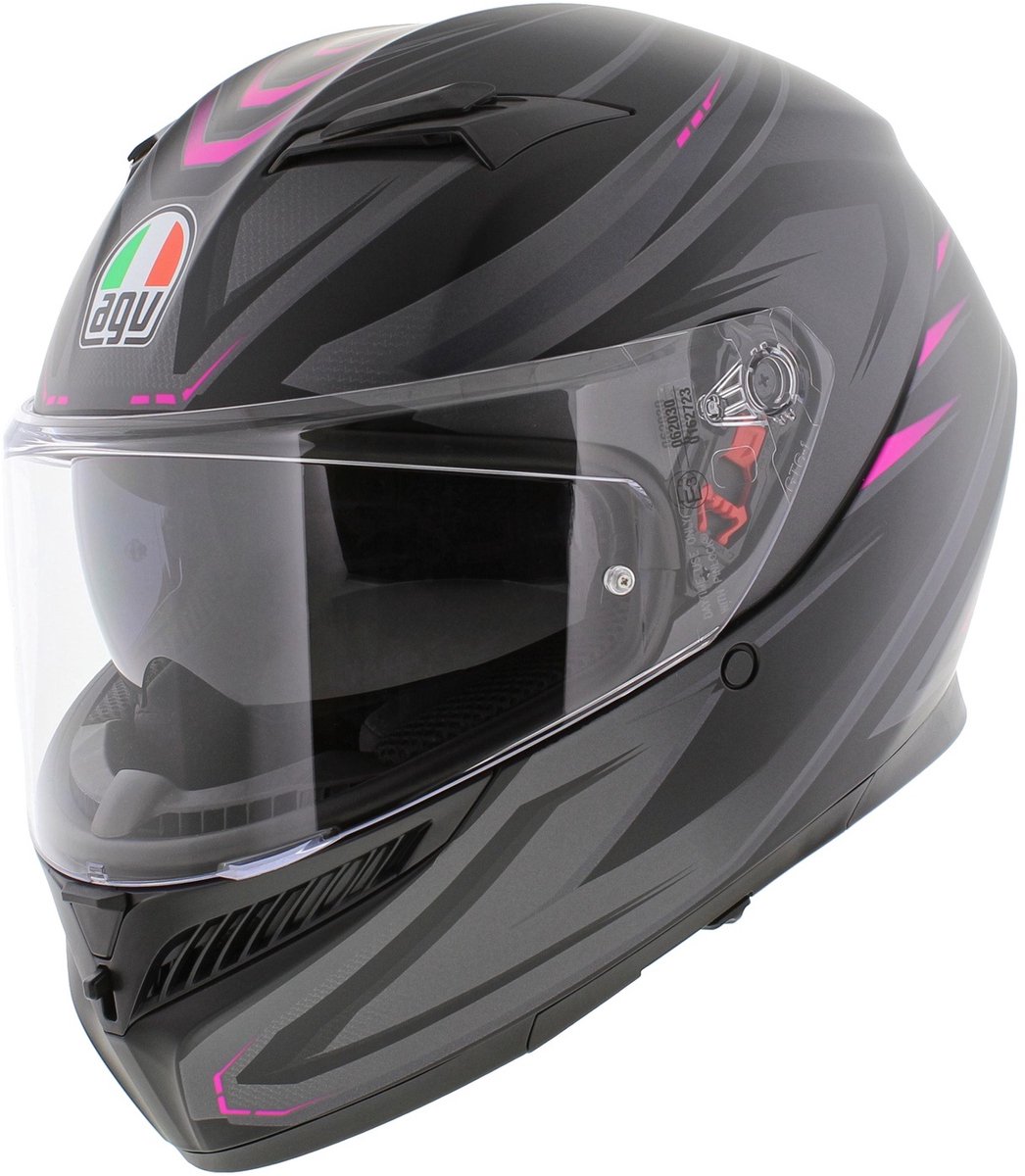 AGV K3 motorhelm Syth mat zwart roze XS