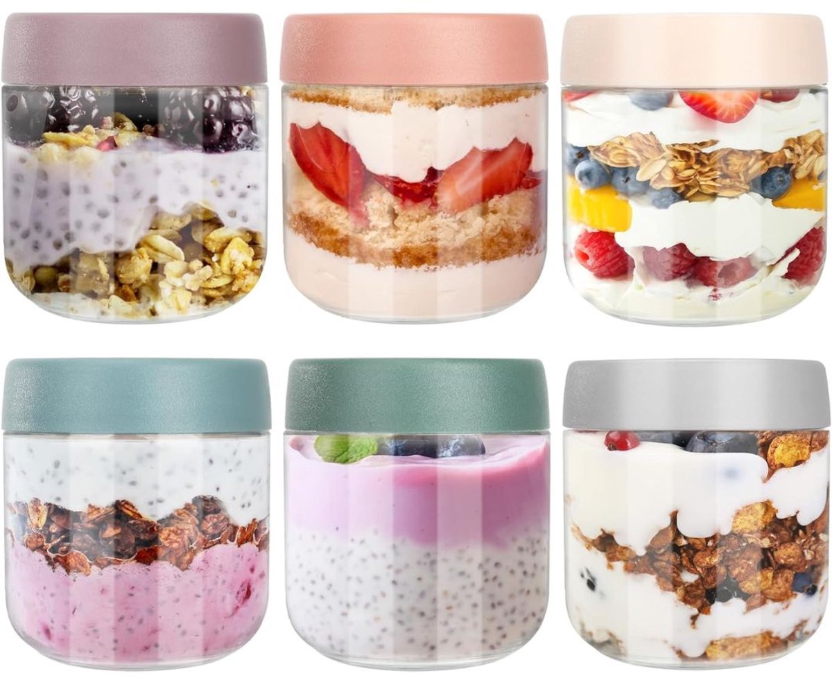 ApexArte® Overnight Oats Potjes - Mason Jar - Meusli Beker met Deksel
