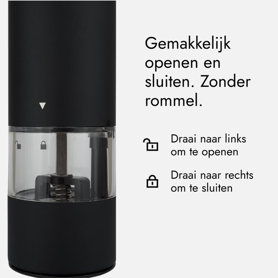 Salière et poivrière électrique GOV - Acier inoxydable régulier - Rechargeable - Édition noire - Zwart - Moulin à poivre - Cadeau - Acier inoxydable