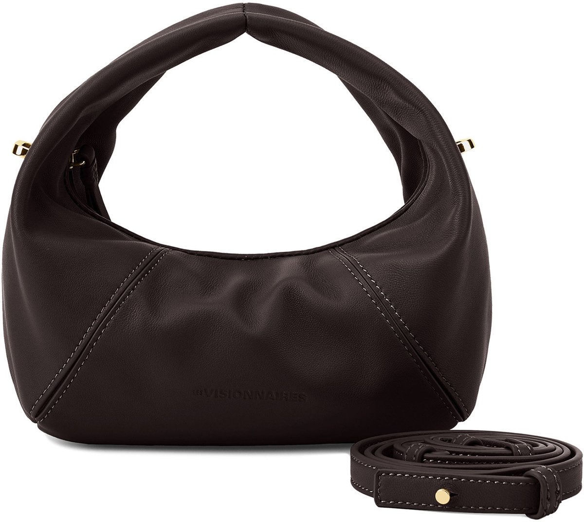 LES VISIONNAIRES Greta Schoudertas Leer 20 cm - Dames - chocolate brown