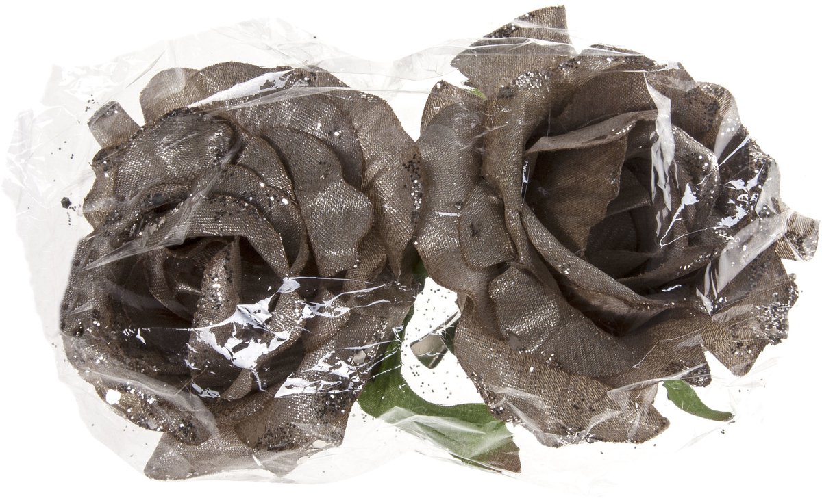Cosy & Trendy Kerstboomversiering Bloemen - 8x stuks - 10 cm - zilver glitter - op clip - ornament