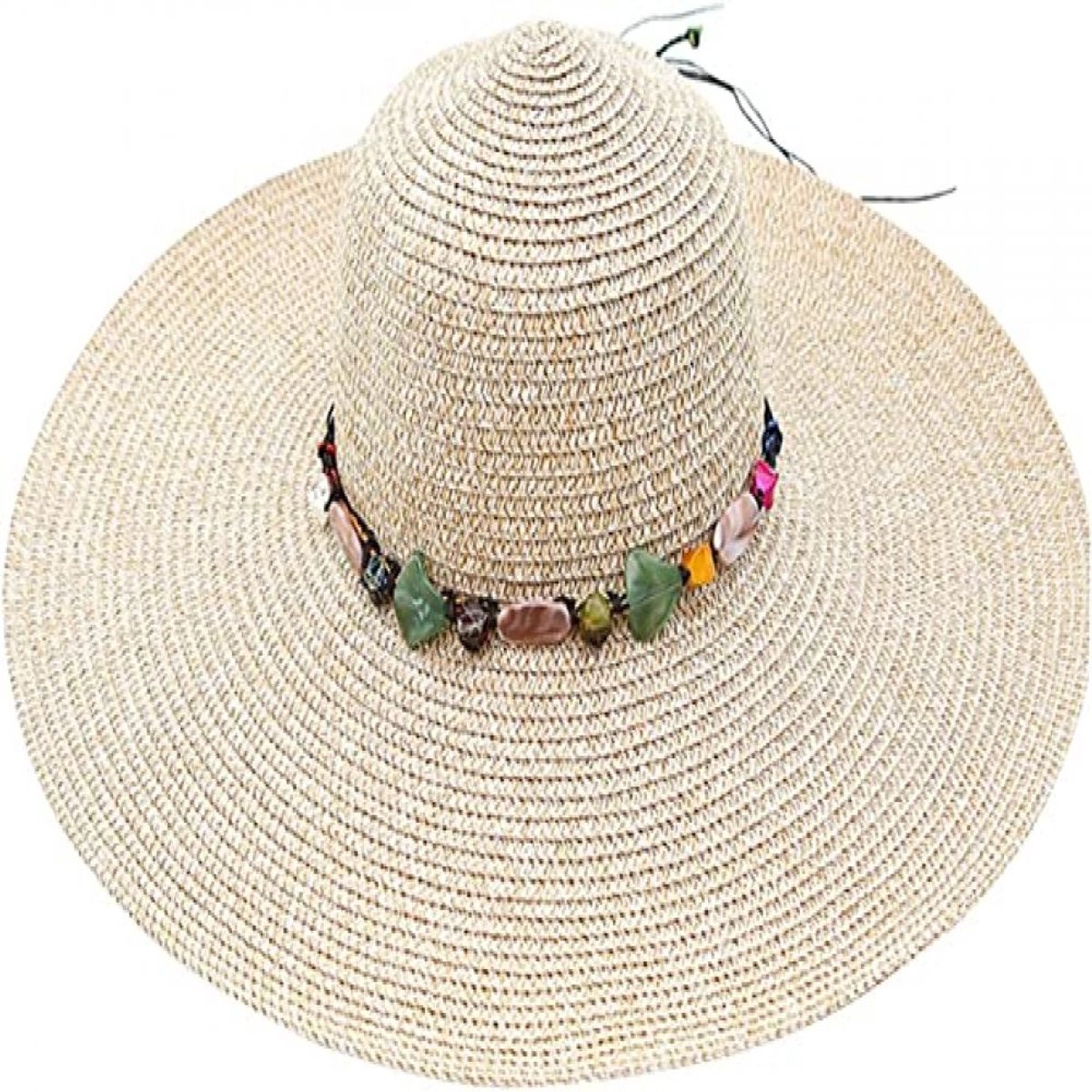 DamesZomerstrohoed-Zonnehoed-UvBescherming-Strandhoed-Beige-57x11cm