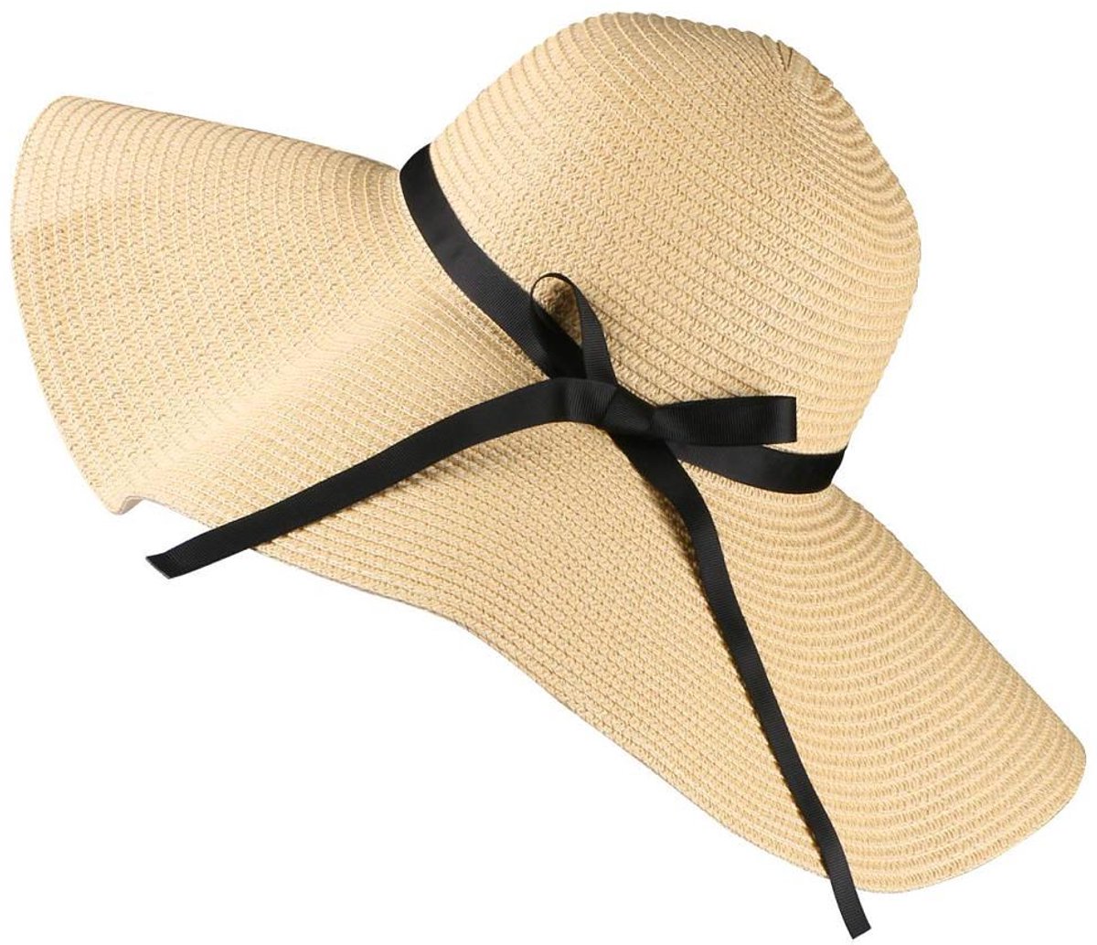 BredeKantHoed-Knipbaar-Zonnehoed-Strandhoed-Beige-Stro
