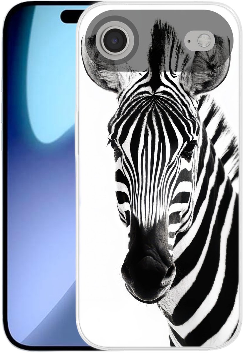 Telefoonhoesje Geschikt voor iPhone Air hoesje - Zebra - Close-up - Zwart - Strepen - Siliconen Telefoonhoesje Telefoonhoesje