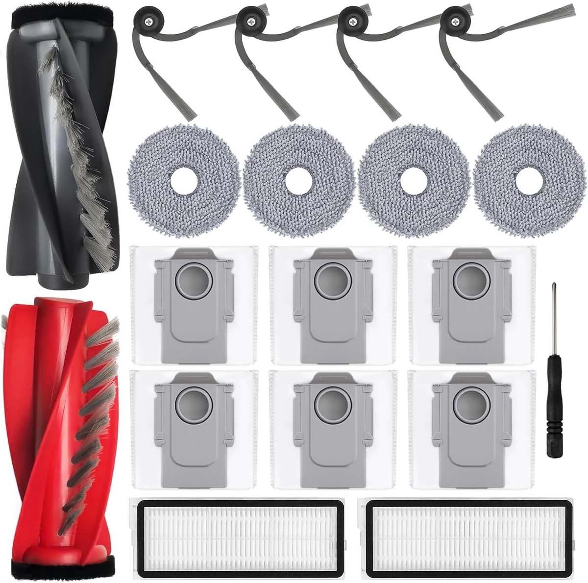 Accessoires Geschikt voor Roborock Qrevo Curv/Qrevo Curv S5X/Qrevo Edge/Qrevo Edge, S5A, JKOISL 1x Main rolborstel, 6x stofzak, 4x zijborstels, 2x filter 4x mopdoekjes