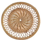 Muurmand Decor, Boho Handgemaakte Hangende Muurmanden, Geweven Zeegras Rotan Muurdecoratie, Platte Ronde Handgemaakte Muurdecoratie voor Kustkunst Slaapkamer Woonkamer Boerderijhuis(Rotan cirkel 25cm