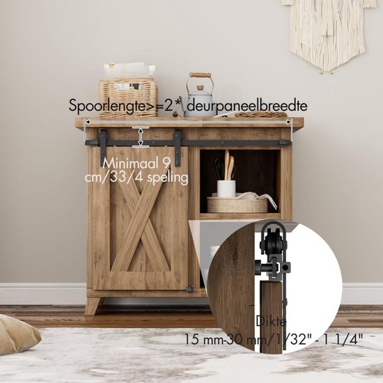 LWZH 9FT/274cm Kit de Quincaillerie Porte de Grange Coulissante Kit Rail Porte Coulissante pour
