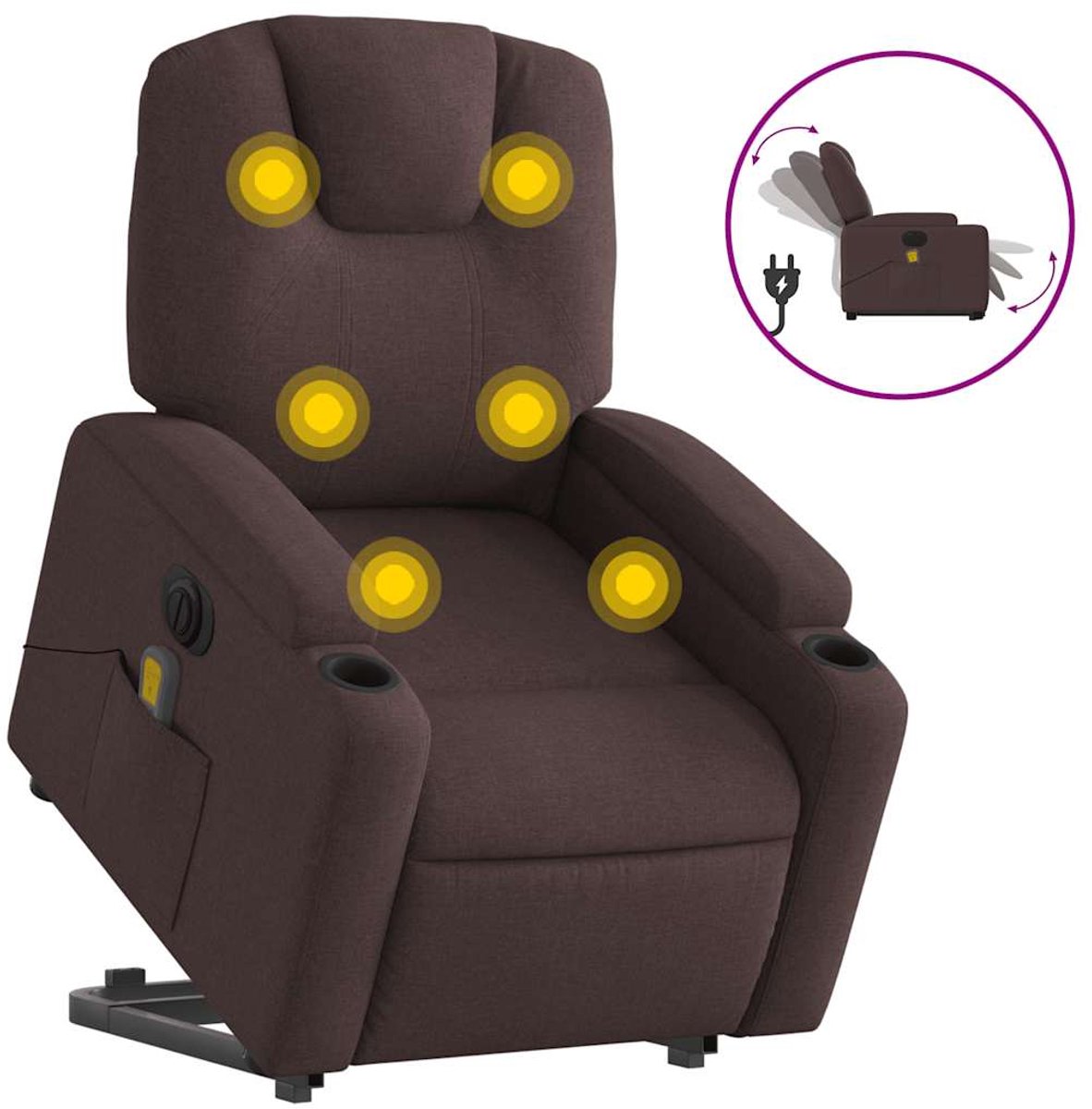 vidaXL Sta-op-massagestoel - elektrisch - verstelbaar - stof - donkerbruin