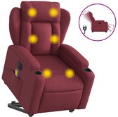 vidaXL - Sta-op-massagestoel - elektrisch - verstelbaar - stof - wijnrood