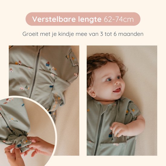 Puckababy Mini Inbakerslaapzakje baby (3-6m) - Tiny Village - Katoen TOG 0.5 - Zomerslaapzak van Puckababy — afbeelding 5