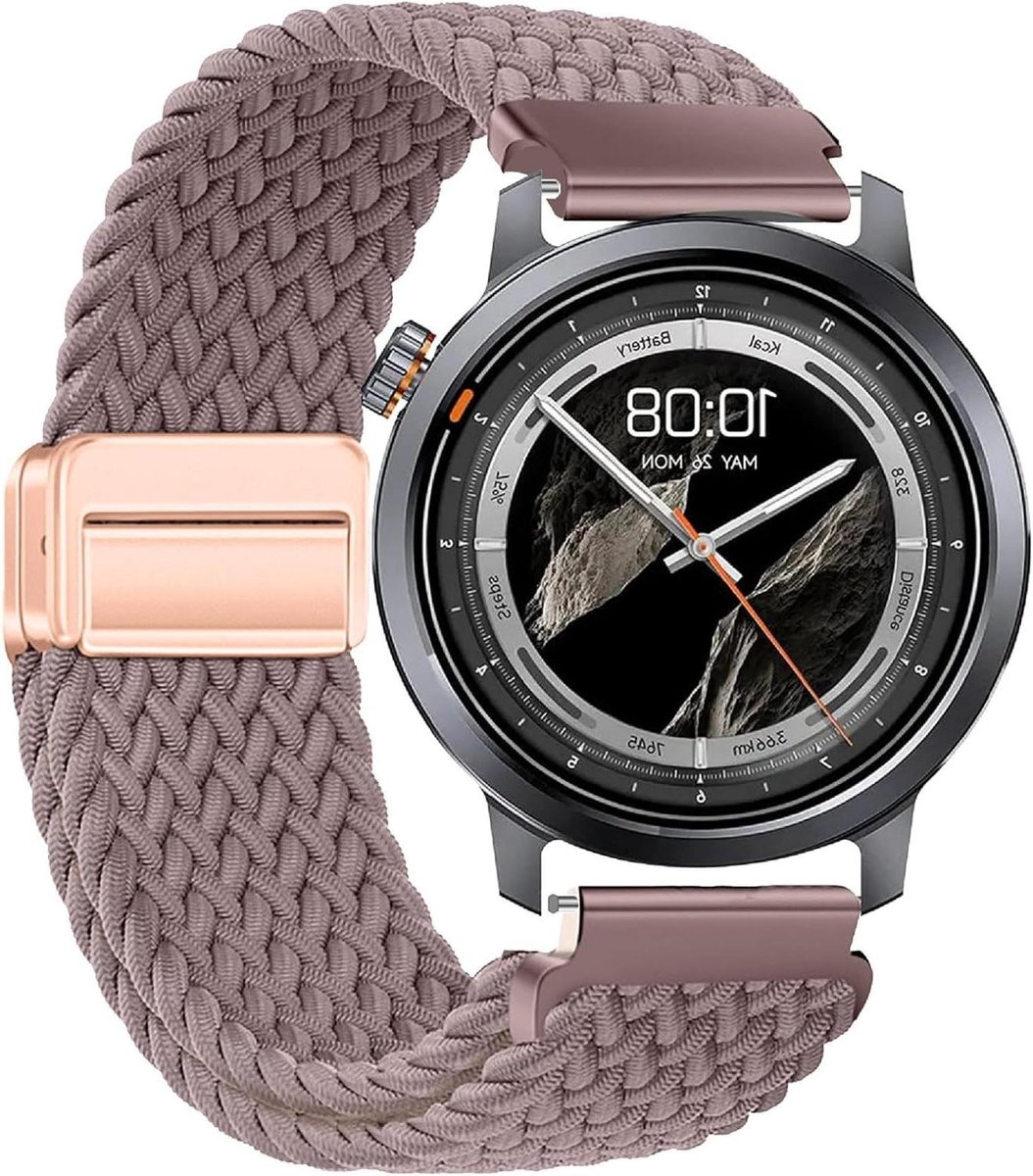 22 mm magnetische band compatibel met smartwatch, flexibele nylon gevlochten vervangende band [Unisex] met zoekwoorden zoals horlogeband, accessoire, stijlvol.