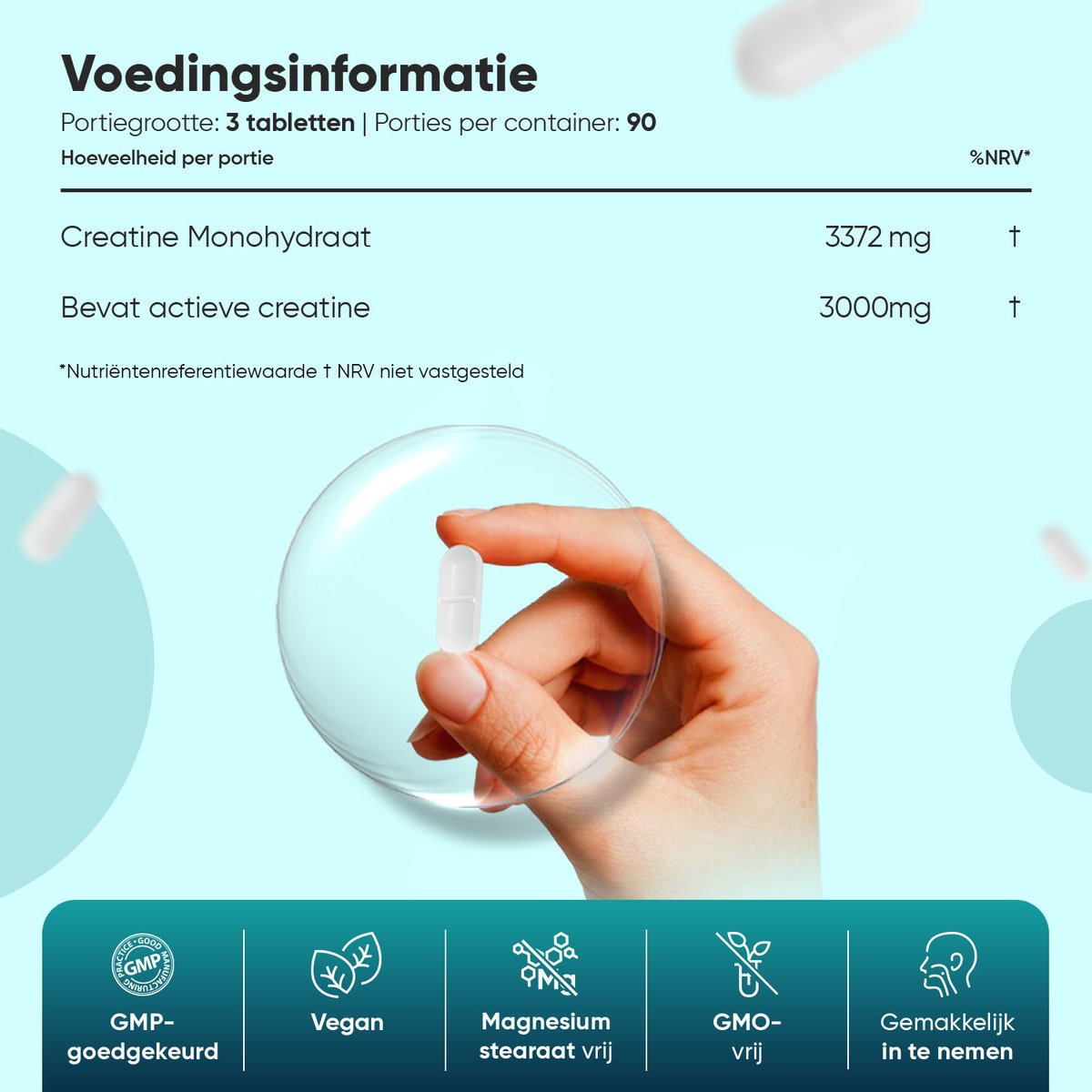 WeightWorld Creatine Monohydraat - 3000 mg - 270 vegan creatine monohydrate tabletten voor 3 maanden — afbeelding 4