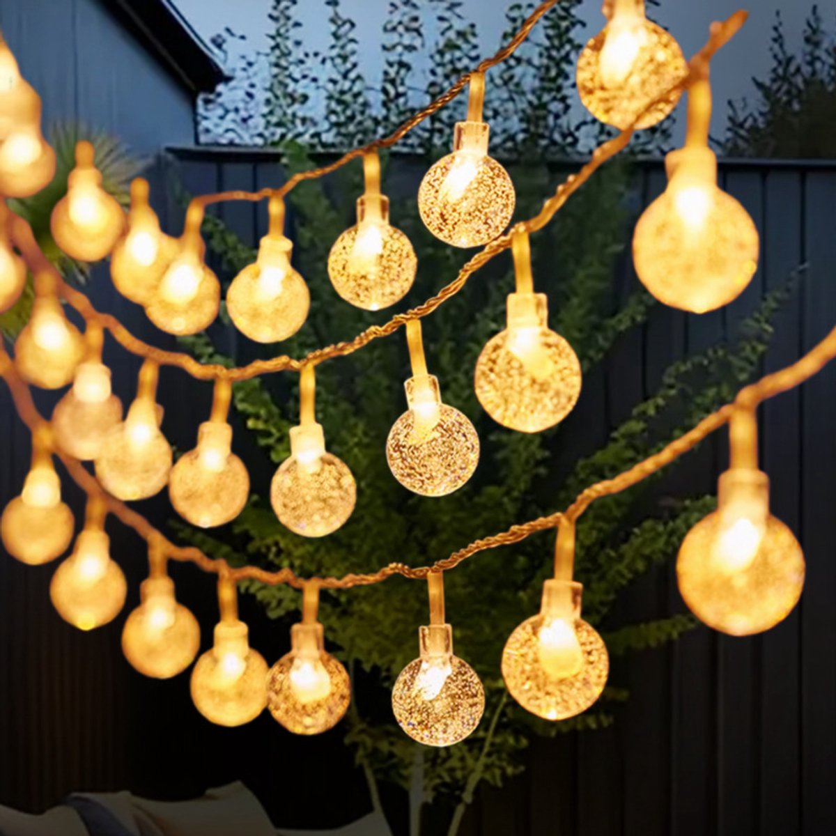Daity 10 meter Lichtsnoer - waterdichte lichtsnoer - kerstversiering - binnen- en buitendecoraties voor slaapkamers en tuinfeesten - Geen batterijen inbegrepen (Warme)