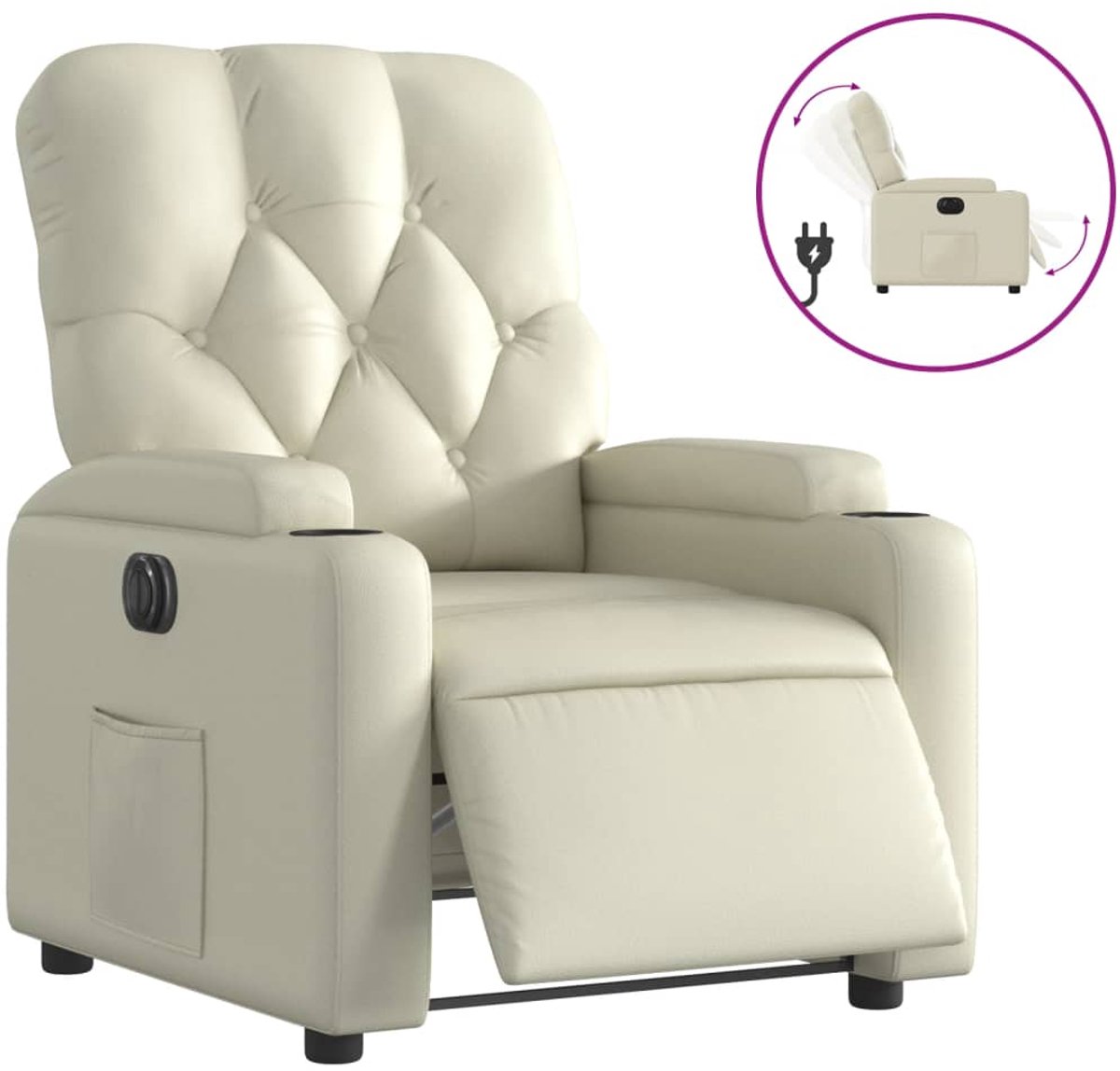 vidaXL Fauteuil - elektrisch - verstelbaar - kunstleer - crèmekleurig