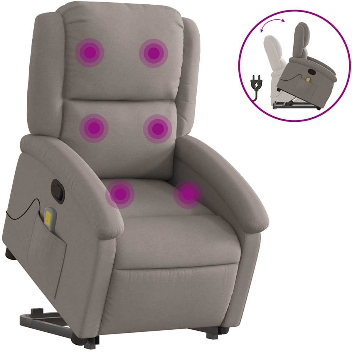 vidaXL Sta-op-massagestoel - verstelbaar - stof - taupe