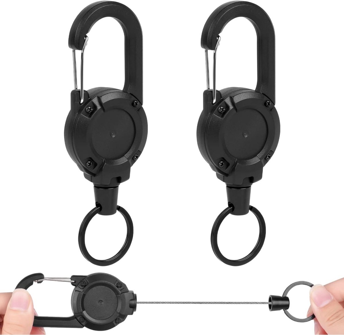 EXCITAT Sleutelhanger - Intrekbare sleutelhanger - Intrekbare lanyard - Duurzaam - Geschikt voor ID-houder, kaarthouder - 2 stuks