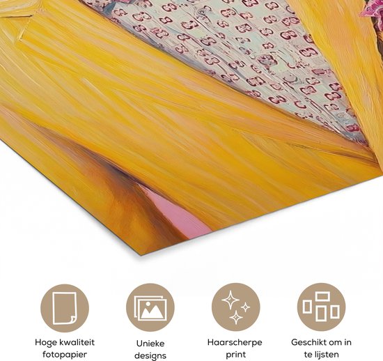 Poster 80x120 cm - Tijger - Bril - Geel - Jasje - Posters - Kamer decoratie - Wanddecoratie woonkamer - Muurdecoratie slaapkamer