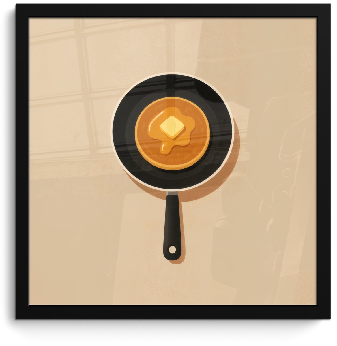Poster in lijst - Fotolijst 40x40 cm - Posters - Pannenkoek - Koekenpan - Boter - Minimali