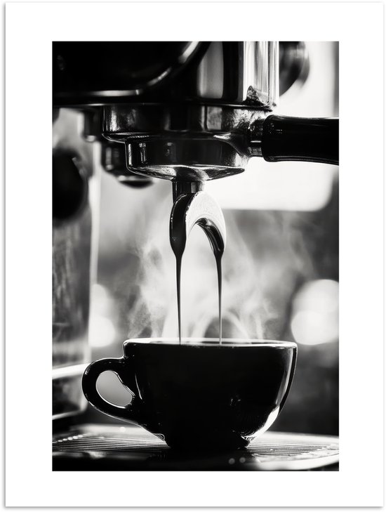 Affiche 30x40 cm - Coffee - Expresso - Machine à café - Tasse - Posters - Décoration murale cuisine - Décoration murale salon - Accessoires décoratifs - Décoration murale chambre