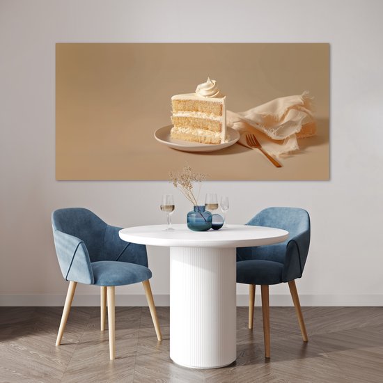 Poster 150x75 cm - Vanilletaart - Cake - Romig - Posters - Wanddecoratie keuken - Muurdecoratie woonkamer - Decoratieve accessoires - Kamer muur decoratie