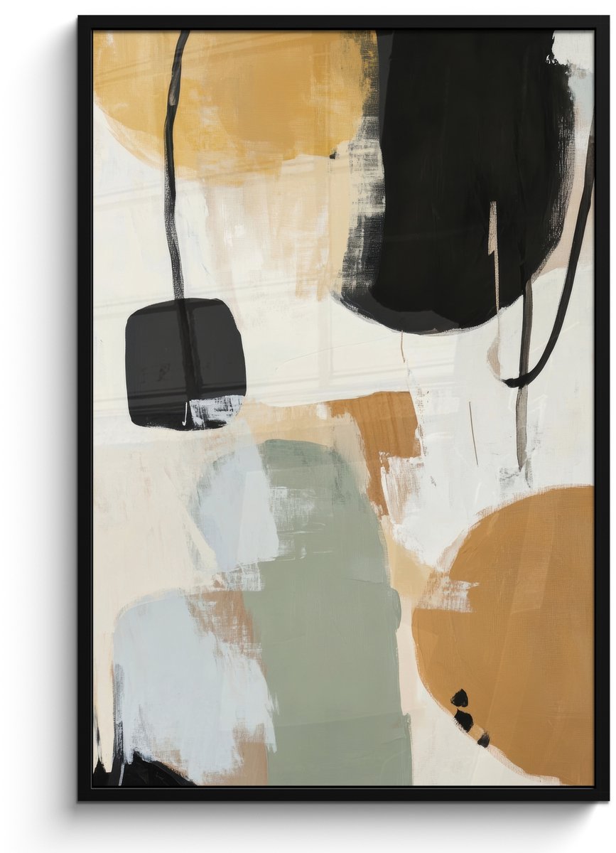FrameYourWall Poster in lijst - Fotolijst 80x120 cm - Posters - Paint - Abstract - Kleuren - Posterlijst zwart - Decoratie - Wanddecoratie woonkamer - Muurdecoratie slaapkamer