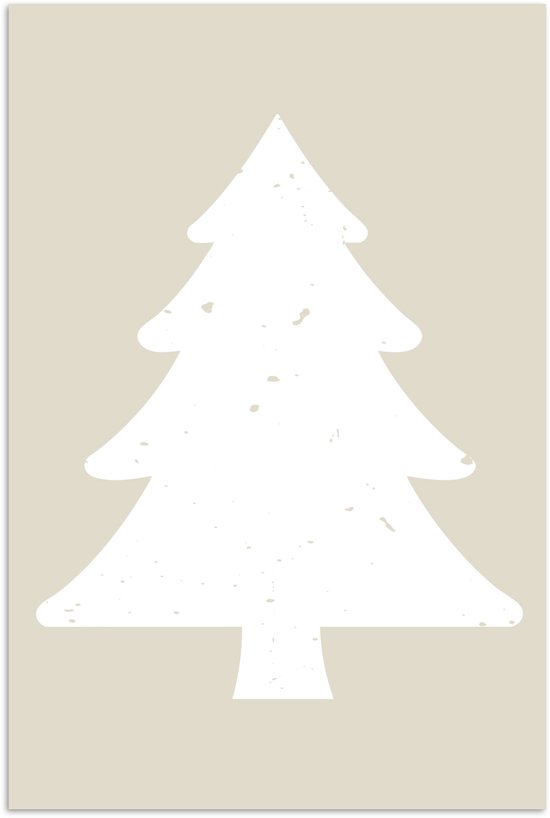 Poster 40x60 cm - Japandi - Kerstboom - Beige - Kerstversiering - Posters - Kamer decoratie - Wanddecoratie woonkamer - Muurdecoratie slaapkamer - Kerstversiering - Kerstdecoratie voor binnen - Kerstmis