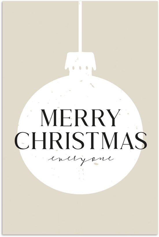 Poster 60x90 cm - Christmas - Kerstballen - Japandi - Witte kerstballen - Posters - Kamer decoratie - Wanddecoratie woonkamer - Muurdecoratie slaapkamer - Kerstversiering - Kerstdecoratie voor binnen - Kerstmis