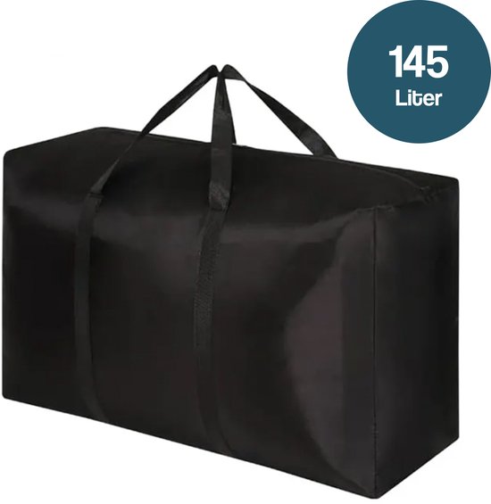 Sac de rangement DIVERZA XXL 145 litres - Sac de rangement Extra large pour Couettes, Vêtements, Coussins de jardin et de Coussins de salon - Respirant, robuste et déperlant - 85 × 55 × 33 cm - Zwart
