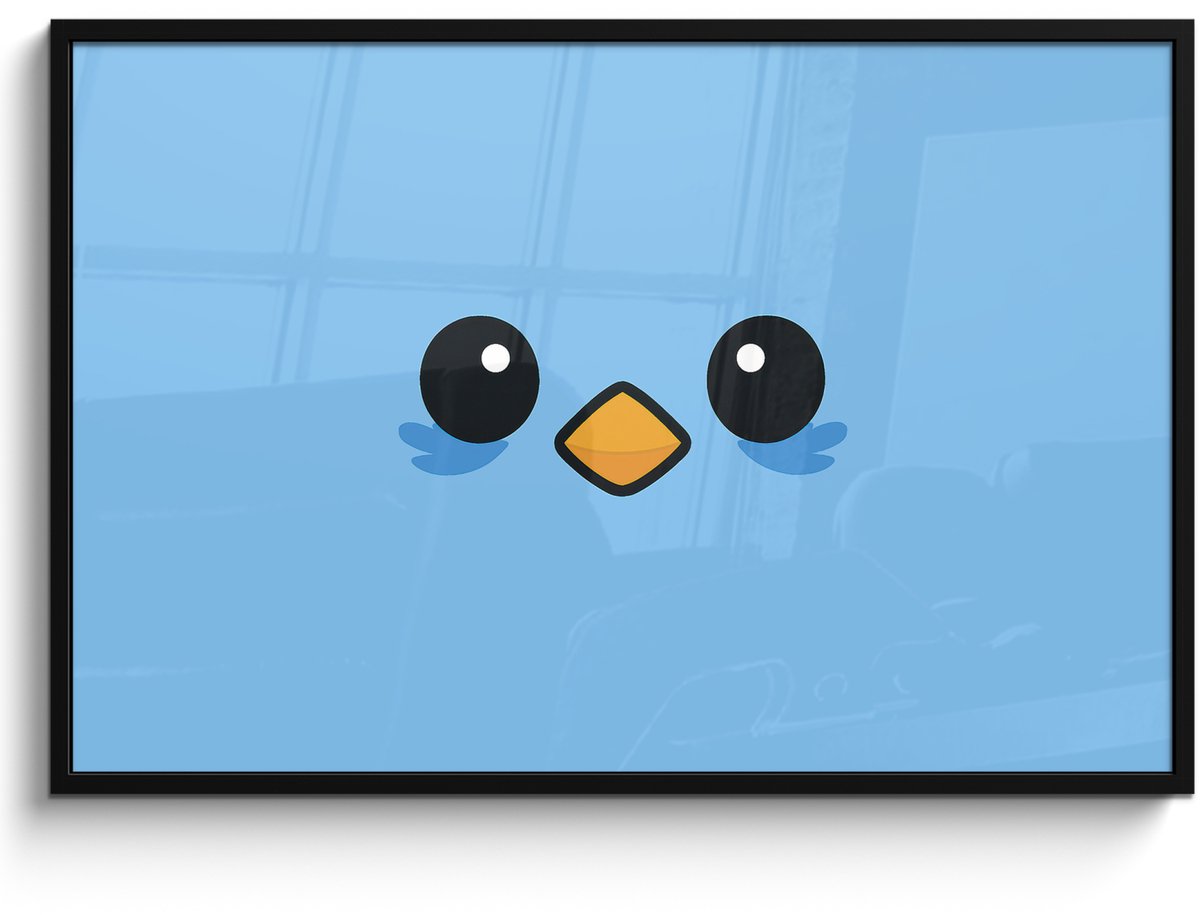 FrameYourWall Poster in lijst - Fotolijst 120x80 cm - Posters - Vogel - Blauw - Eenvoudig - Posterlijst zwart - Decoratie - Wanddecoratie woonkamer - Muurdecoratie slaapkamer