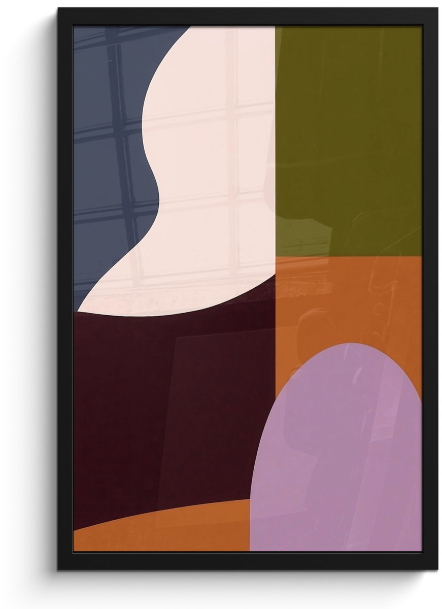 FrameYourWall Poster in lijst - Fotolijst 40x60 cm - Posters - Vormen - Abstract - Kleuren - Vierkant - Posterlijst zwart - Decoratie - Wanddecoratie woonkamer - Muurdecoratie slaapkamer