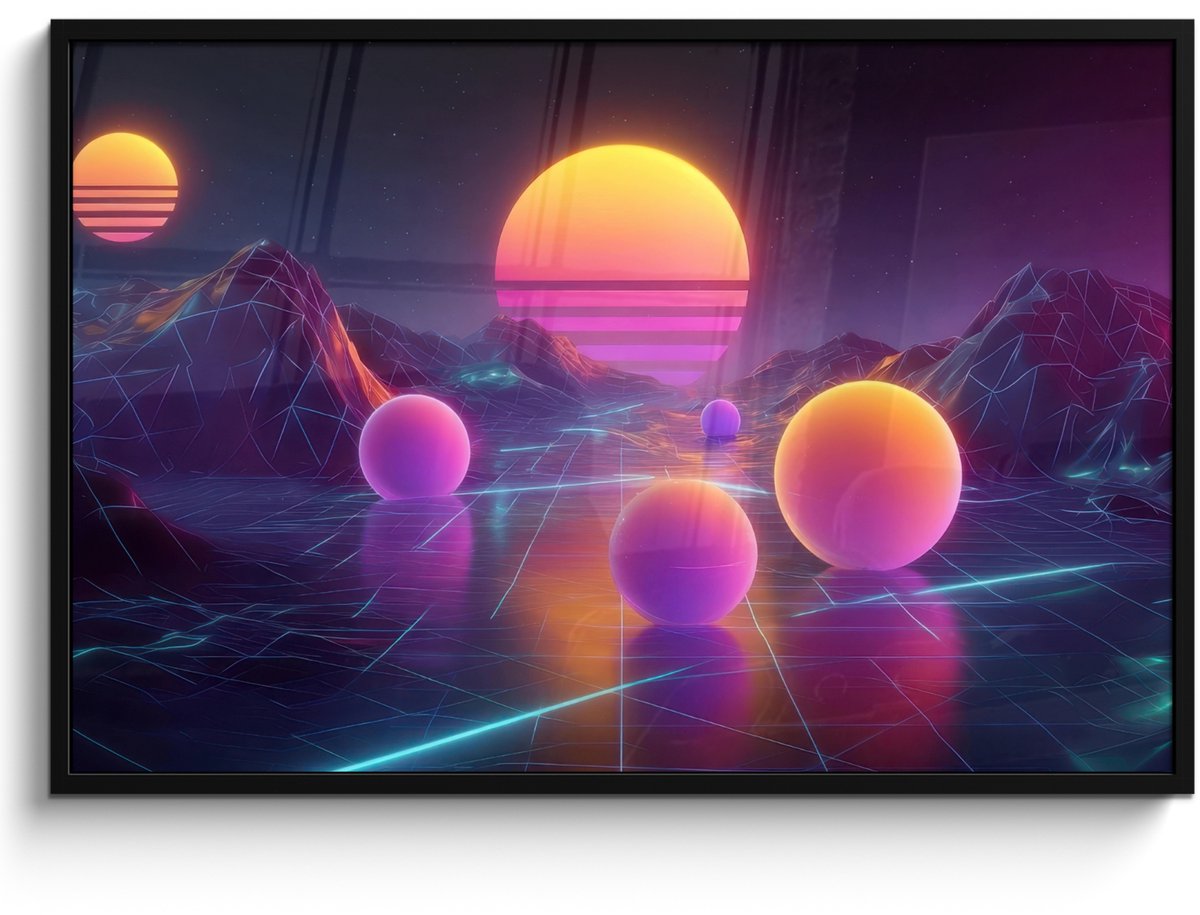 FrameYourWall Poster in lijst - Fotolijst 120x80 cm - Posters - Landschap - Bergen - Bollen - Licht - Posterlijst zwart - Decoratie - Wanddecoratie woonkamer - Muurdecoratie slaapkamer
