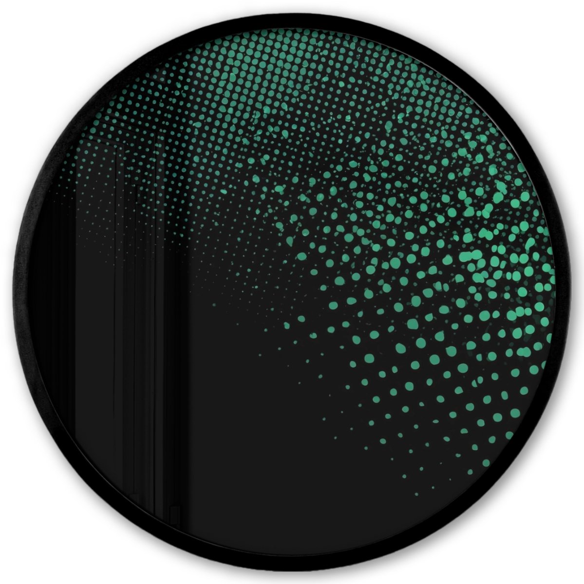FrameYourWall Poster in lijst Rond - Fotolijst 40x40 cm - Posters - Gaming - Stippen - Groen - Vervagen - Ronde posterlijst zwart - Decoratie - Wanddecoratie woonkamer - Muurdecoratie slaapkamer