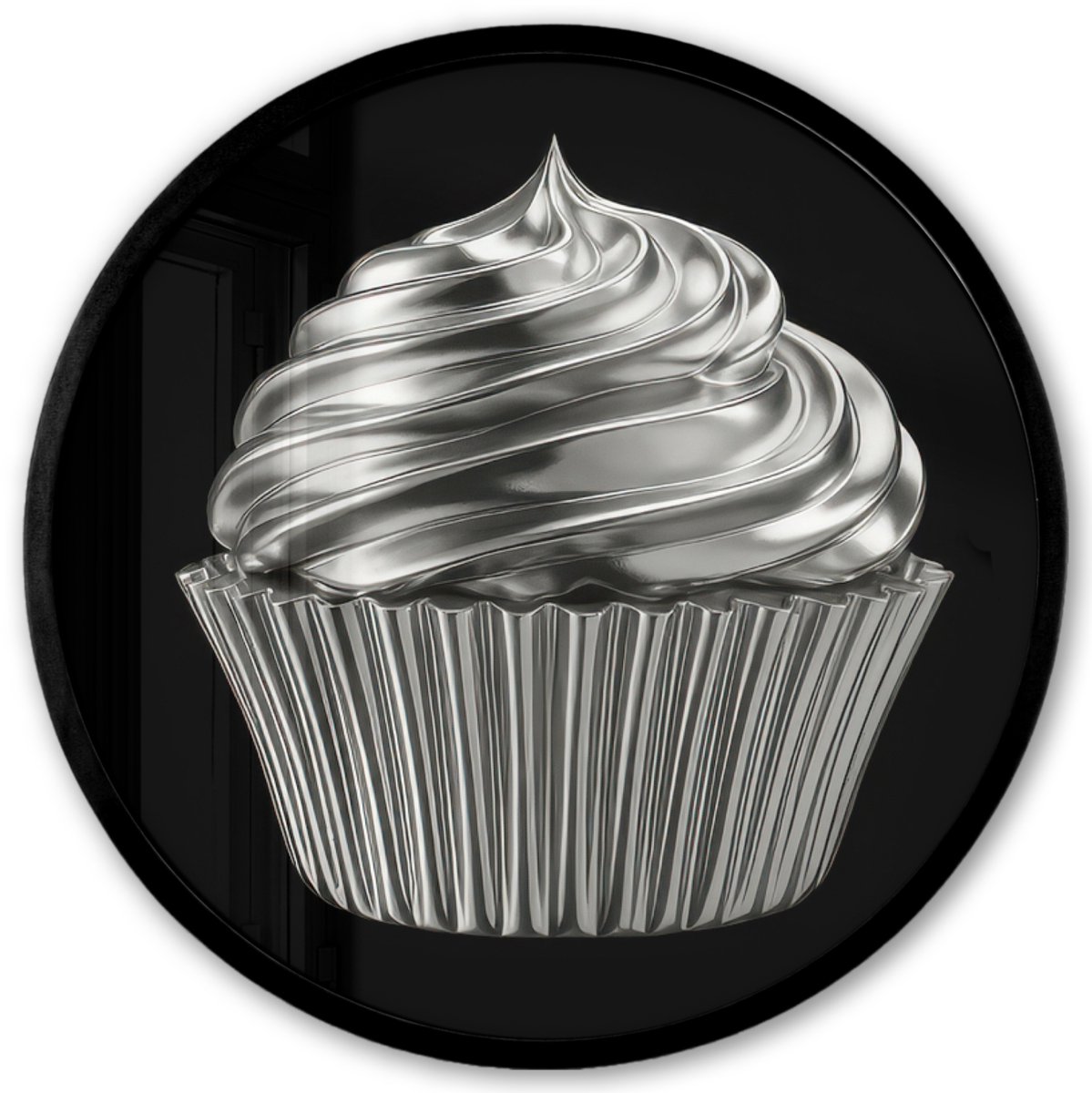 FrameYourWall Poster in lijst Rond - Fotolijst 40x40 cm - Posters - Cupcake - Luxueus - Zilver - Ronde posterlijst zwart - Decoratie - Wanddecoratie woonkamer - Muurdecoratie slaapkamer