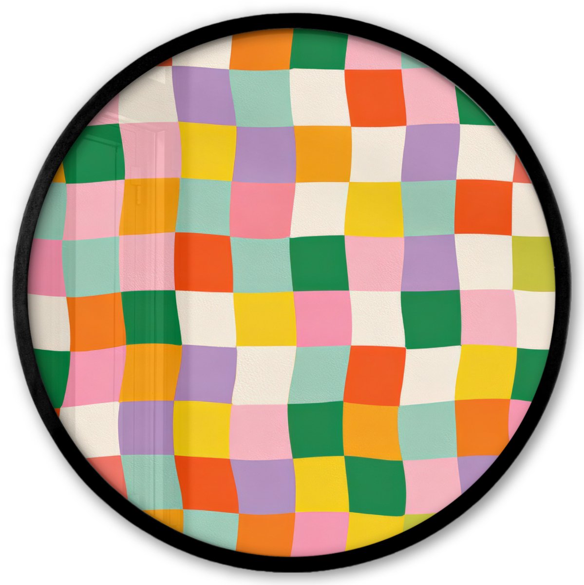 FrameYourWall Poster in lijst Rond - Fotolijst 40x40 cm - Posters - Vierkanten - Kleurrijk - Golvend - Ronde posterlijst zwart - Decoratie - Wanddecoratie woonkamer - Muurdecoratie slaapkamer