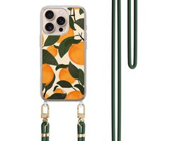 Casimoda® hoesje met koord - Geschikt voor iPhone 16 Pro Max - Orange Garden - Afneembaar koord - TPU/polycarbonaat - Groen