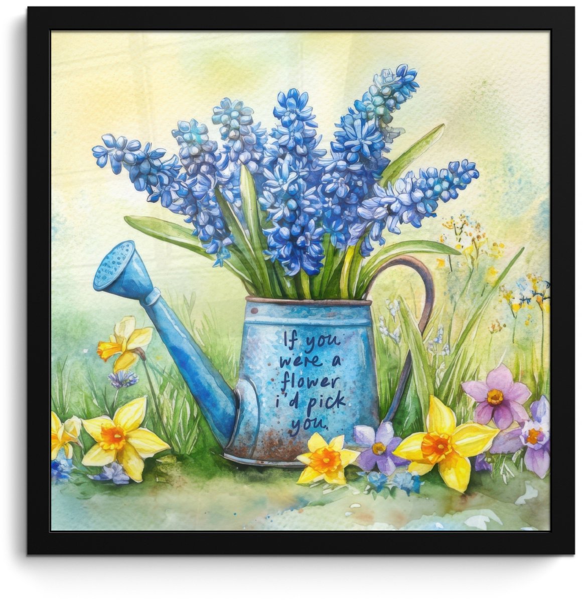Poster in lijst - Fotolijst 40x40 cm - Posters - Lavendelbloemen - Quote - Gieter - Poster