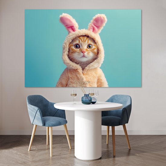 Affiche 180x120 cm - Lapin de Pâques - Chat - Costume - Posters - Décoration chambre - Décoration murale salon - Décoration murale chambre XXL
