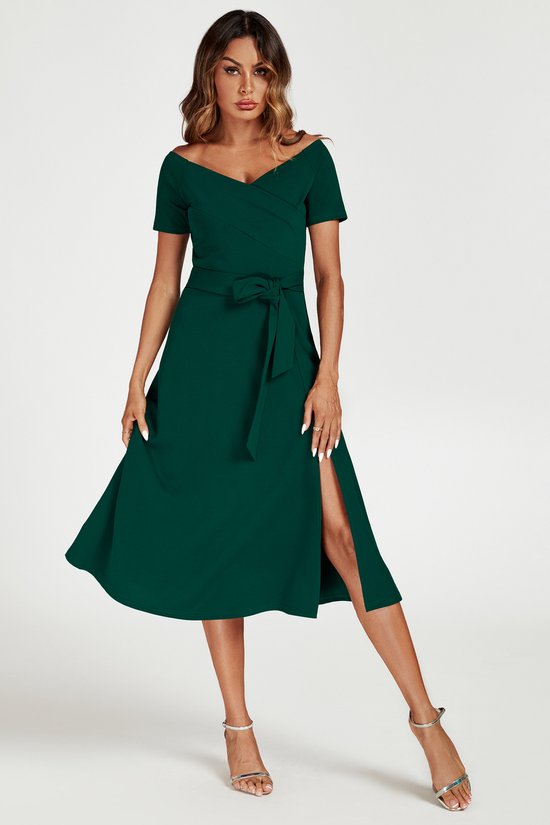 Foto: Bardot midi jurk in groen