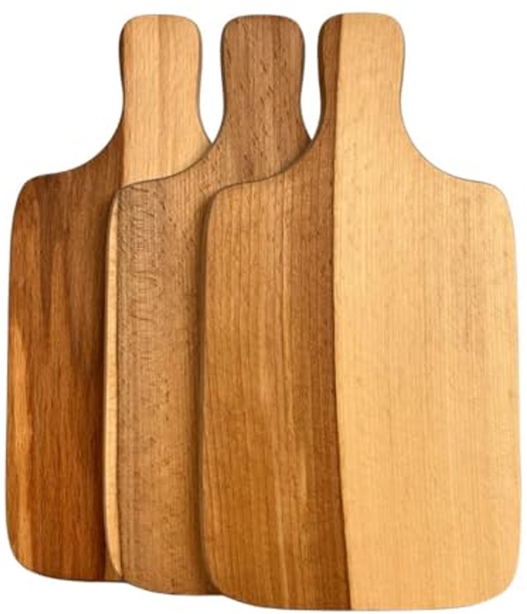 Dubbelzijdige Houten Snijplank van Geolied Beukenhout voor Keuken - Set van 3