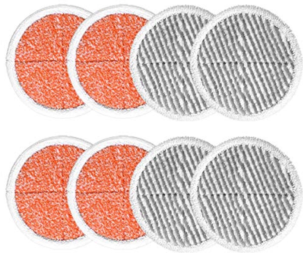 Mop Reinigingspads Vervanging voor Spinwave - 4 Oranje + 4 Grijs