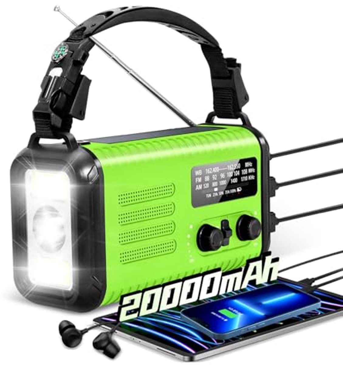 Draagbare Zonne-energie Noodradio met 20000 mAh Batterij en SOS Functie
