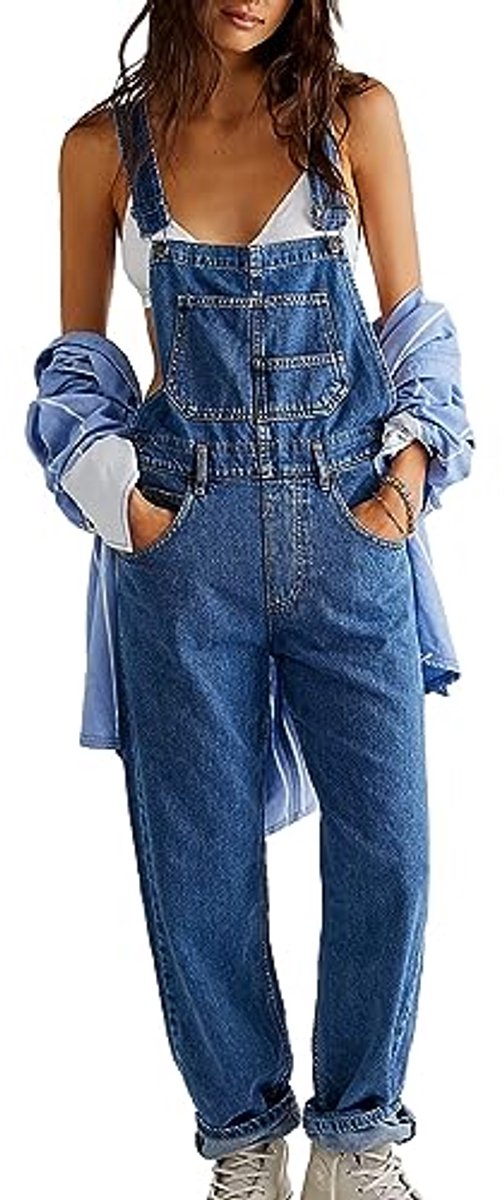 Casual losse denim tuinbroek voor dames, verstelbare jeans, jumpsuit