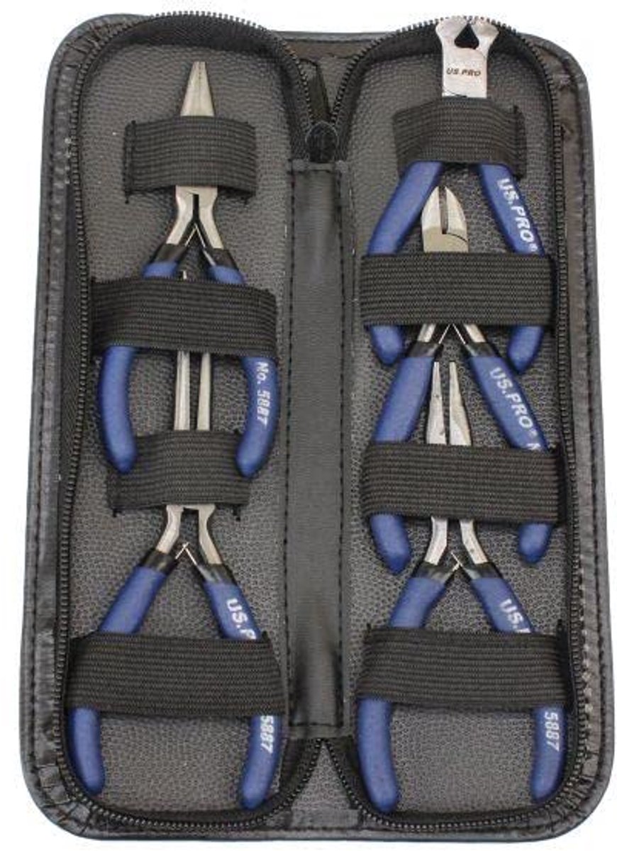 5-delige Mini Soft Grip Tang en Cutter Set met Rits Case