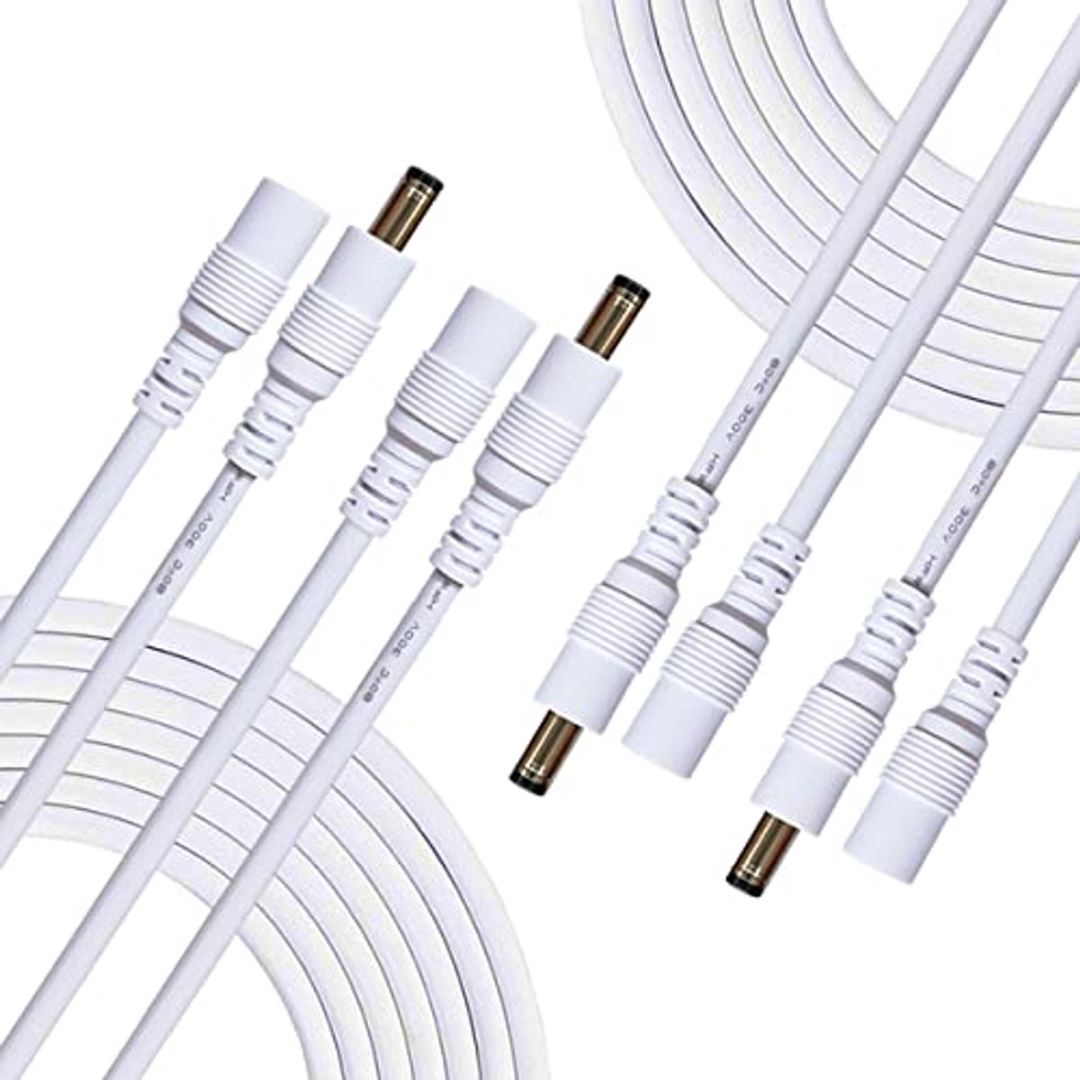 4pcs 1m DC-verlengkabel 5,5 mm x 2,5 mm voor Voedingsadapter en CCTV-camera - Wit