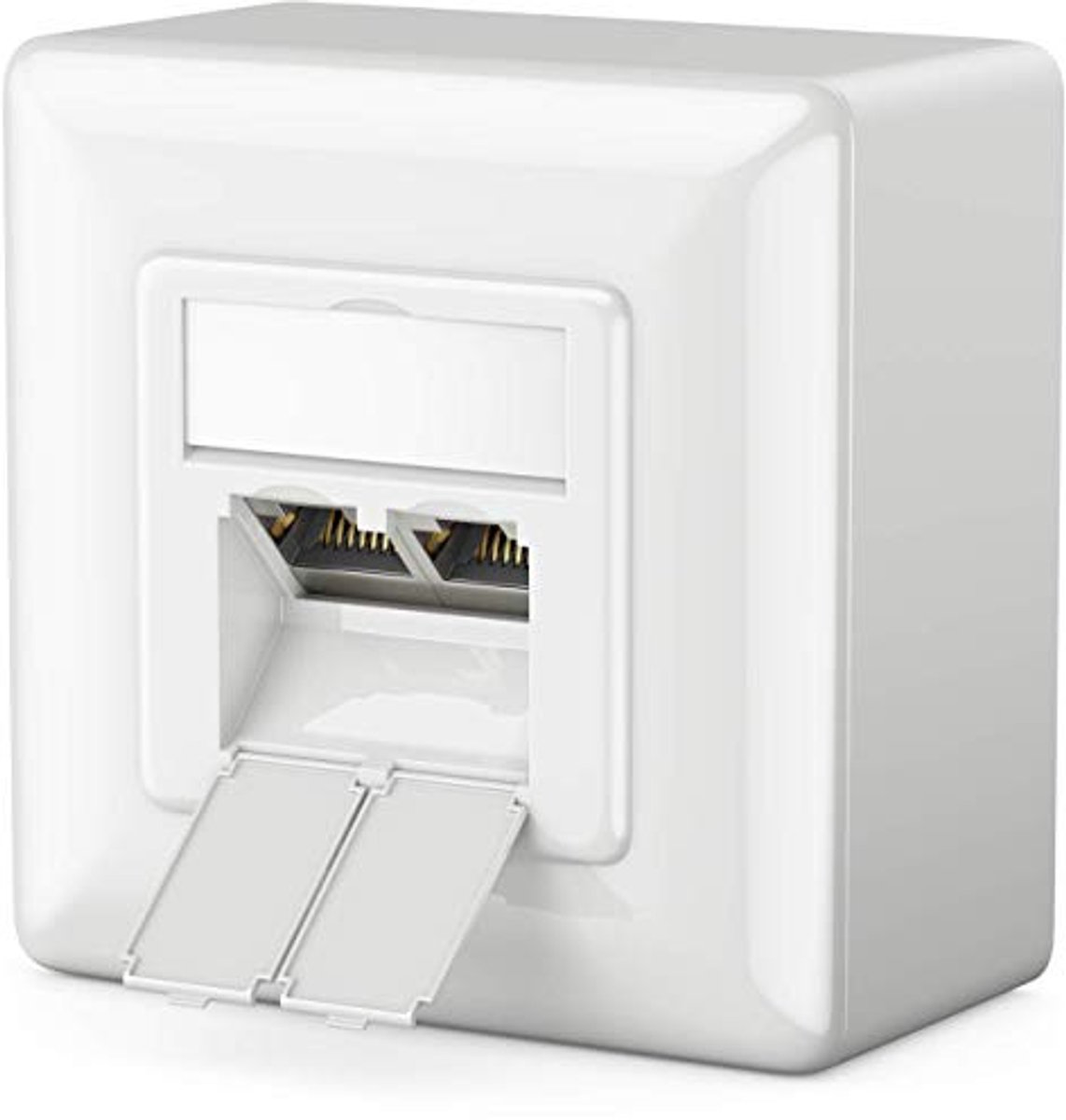 Universele CAT6 Netwerkdoos met 2 RJ45 Poorten - Afgeschermde Ethernet Aansluiting - Opbouw of Inbouw
