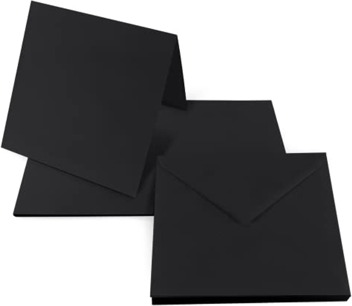 Dubbele kaarten zwart met vierkante enveloppen 14x14cm - Rainbow vouwkaarten voor uitnodigingen en bedankbriefjes